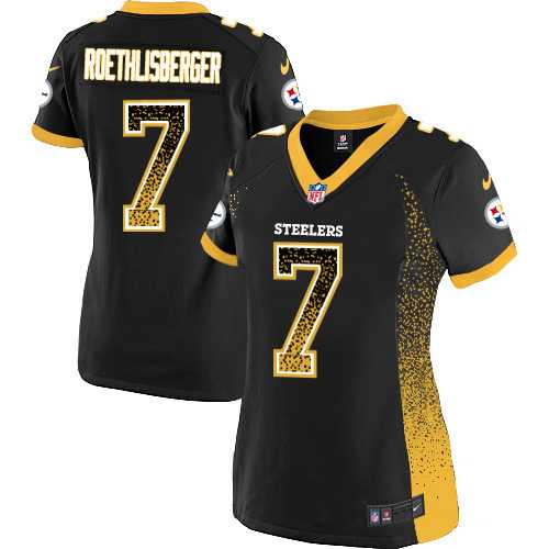 Women's Nike Pittsburgh Steelers #7 Ben Roethlisberger Black Team Color Stitched NFL Elite Drift Fashion Jersey