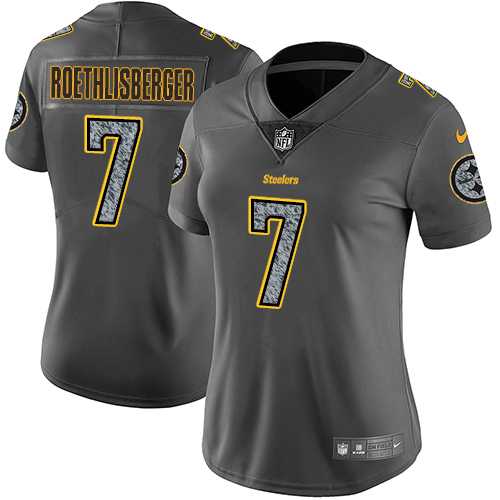 Women's Nike Pittsburgh Steelers #7 Ben Roethlisberger Gray Static NFL Vapor Untouchable Limited Jersey