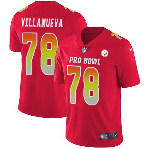 Women's Nike Pittsburgh Steelers #78 Alejandro Villanueva Red Stitched NFL Limited AFC 2018 Pro Bowl Jersey
