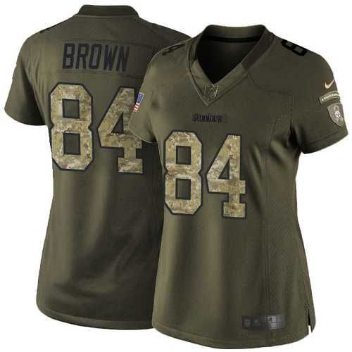 Women's Nike Pittsburgh Steelers #84 Antonio Brown Green Stitched NFL Limited 2015 Salute to Service Jersey