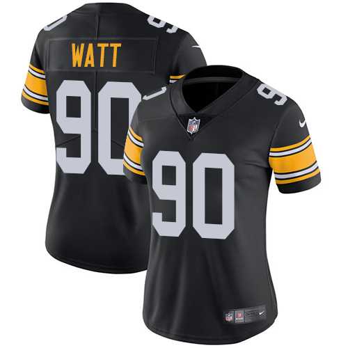 Women's Nike Pittsburgh Steelers #90 T. J. Watt Black Alternate Stitched NFL Vapor Untouchable Limited Jersey