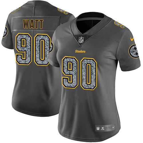 Women's Nike Pittsburgh Steelers #90 T. J. Watt Gray Static NFL Vapor Untouchable Limited Jersey