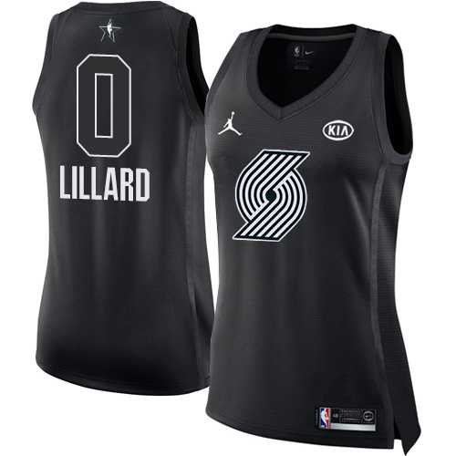 Women's Nike Portland Trail Blazers #0 Damian Lillard Black NBA Jordan Swingman 2018 All-Star Game Jersey