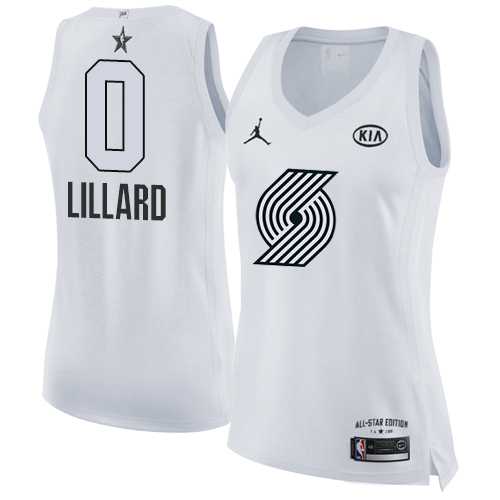 Women's Nike Portland Trail Blazers #0 Damian Lillard White NBA Jordan Swingman 2018 All-Star Game Jersey