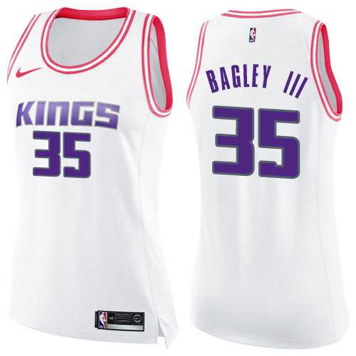 Women's Nike Sacramento Kings #35 Marvin Bagley III White Pink NBA Swingman Fashion Jersey