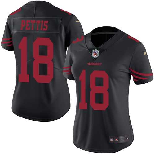 Women's Nike San Francisco 49ers #18 Dante Pettis Black Stitched NFL Limited Rush Jersey