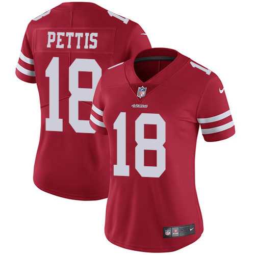 Women's Nike San Francisco 49ers #18 Dante Pettis Red Team Color Stitched NFL Vapor Untouchable Limited Jersey