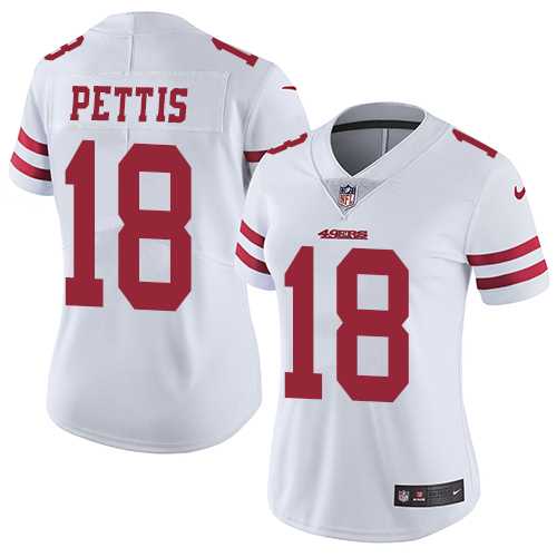 Women's Nike San Francisco 49ers #18 Dante Pettis White Stitched NFL Vapor Untouchable Limited Jersey