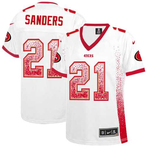 Women's Nike San Francisco 49ers #21 Deion Sanders White Stitched NFL Elite Drift Fashion Jersey