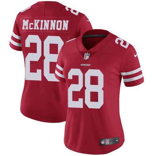 Women's Nike San Francisco 49ers #28 Jerick McKinnon Red Team Color Stitched NFL Vapor Untouchable Limited Jersey
