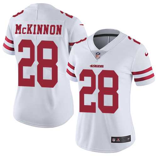 Women's Nike San Francisco 49ers #28 Jerick McKinnon White Stitched NFL Vapor Untouchable Limited Jersey