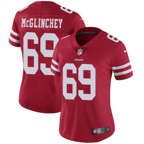 Women's Nike San Francisco 49ers #69 Mike McGlinchey Red Team Color Stitched NFL Vapor Untouchable Limited Jersey