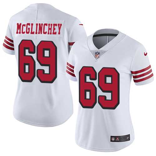 Women's Nike San Francisco 49ers #69 Mike McGlinchey White Rush Stitched NFL Vapor Untouchable Limited Jersey