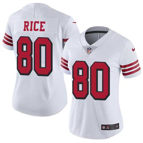 Women's Nike San Francisco 49ers #80 Jerry Rice White Rush Stitched NFL Vapor Untouchable Limited Jersey