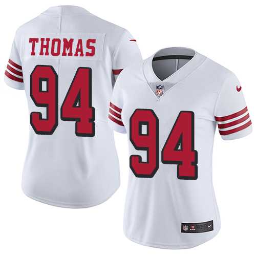 Women's Nike San Francisco 49ers #94 Solomon Thomas White Rush Stitched NFL Vapor Untouchable Limited Jersey Women's Nike San Francisco 49ers #94 Solomon Thomas White Rush Stitched NFL Vapor Untouchable Limited Jersey