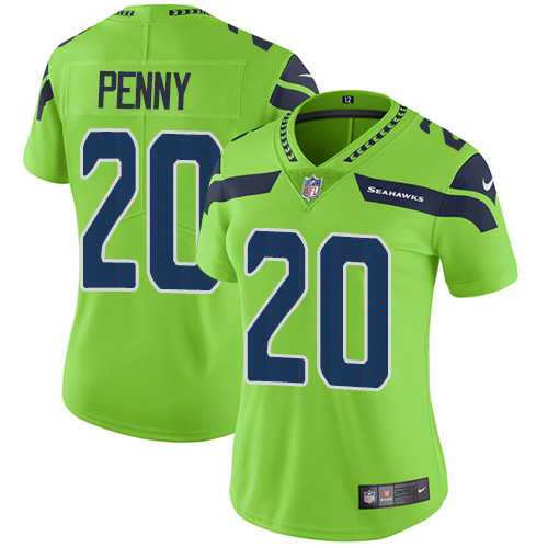 Women's Nike Seattle Seahawks #20 Rashaad Penny Green Stitched NFL Limited Rush Jersey