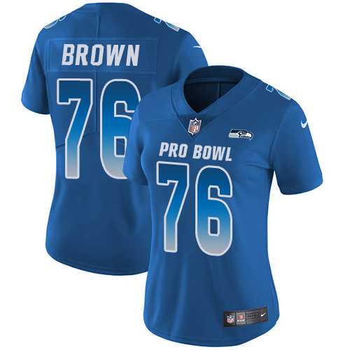 Women's Nike Seattle Seahawks #76 Duane Brown Royal Stitched NFL Limited NFC 2018 Pro Bowl Jersey