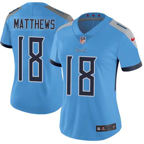 Women's Nike Tennessee Titans #18 Rishard Matthews Light Blue Team Color Stitched NFL Vapor Untouchable Limited Jersey