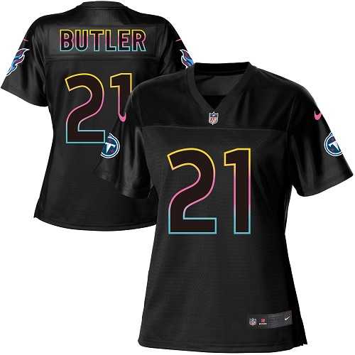 Women's Nike Tennessee Titans #21 Malcolm Butler Black NFL Fashion Game Jersey