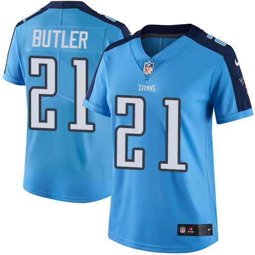 Women's Nike Tennessee Titans #21 Malcolm Butler Light Blue Stitched NFL Limited Rush Jersey