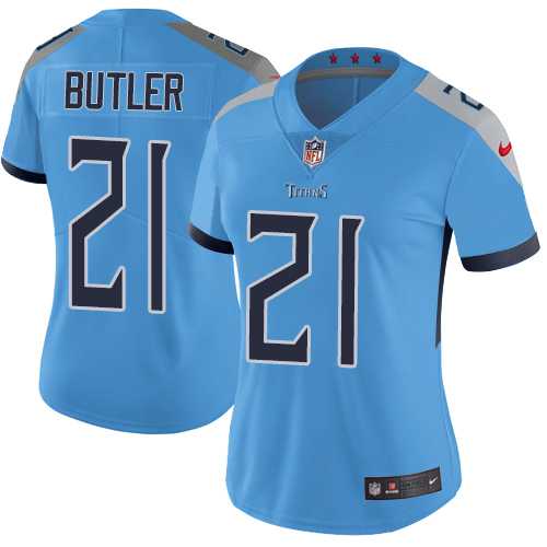 Women's Nike Tennessee Titans #21 Malcolm Butler Light Blue Team Color Stitched NFL Vapor Untouchable Limited Jersey