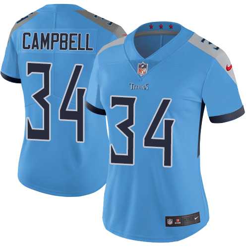 Women's Nike Tennessee Titans #34 Earl Campbell Light Blue Team Color Stitched NFL Vapor Untouchable Limited Jersey