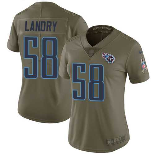 Women's Nike Tennessee Titans #58 Harold Landry Olive Stitched NFL Limited 2017 Salute to Service Jersey