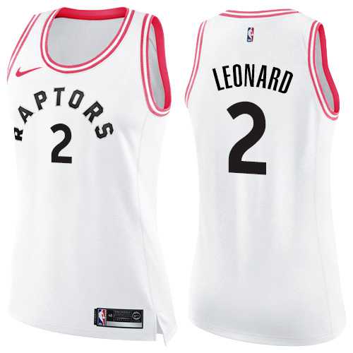 Women's Nike Toronto Raptors #2 Kawhi Leonard White Pink NBA Swingman Fashion Jersey