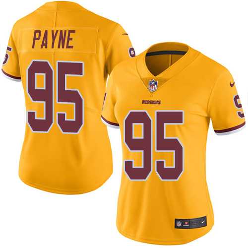 Women's Nike Washington Redskins #95 Da'Ron Payne Gold Stitched NFL Limited Rush Jersey