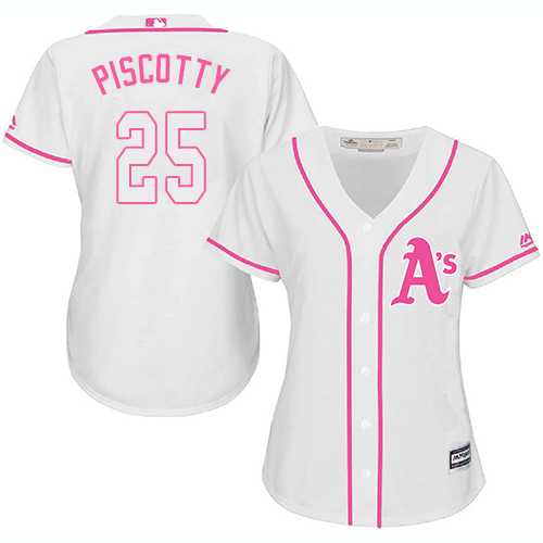 Women's Oakland Athletics #25 Stephen Piscotty White Pink Fashion Stitched MLB Jersey