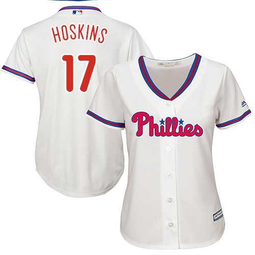 Women's Philadelphia Phillies #17 Rhys Hoskins Cream Alternate Stitched MLB