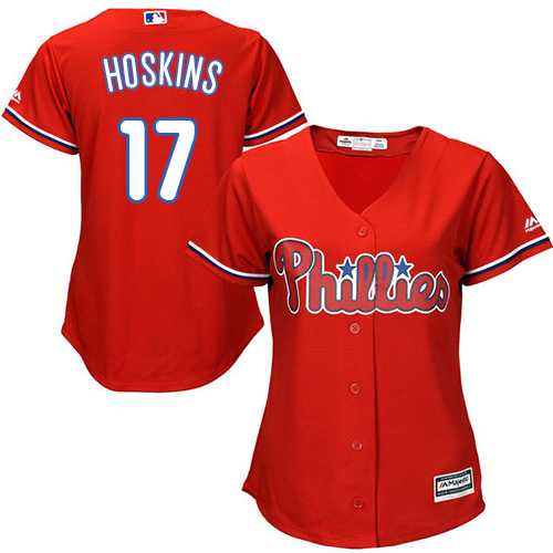 Women's Philadelphia Phillies #17 Rhys Hoskins Red Alternate Stitched MLB Women's Philadelphia Phillies #17 Rhys Hoskins Red Alternate Stitched MLB