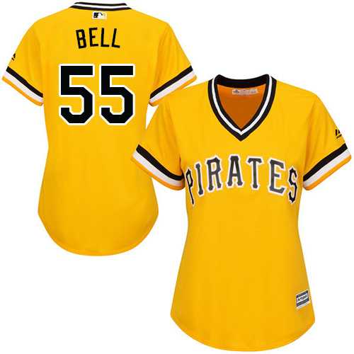 Women's Pittsburgh Pirates #55 Josh Bell Gold Alternate Stitched MLB
