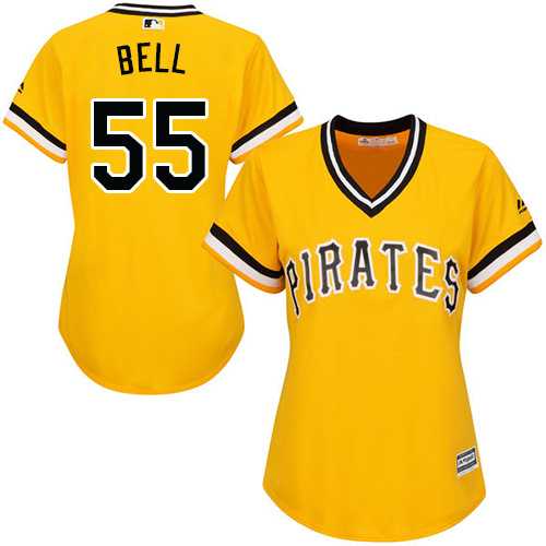 Women's Pittsburgh Pirates #55 Josh Bell Gold Alternate Stitched MLB Women's Pittsburgh Pirates #55 Josh Bell Gold Alternate Stitched MLB