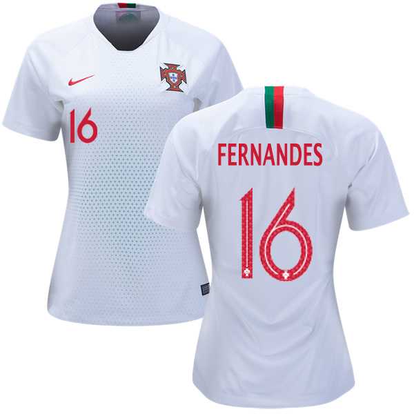 Women's Portugal #16 Fernandes Away Soccer Country Jersey