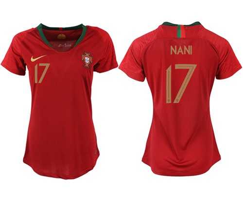 Women's Portugal #17 Nani Home Soccer Country Jersey