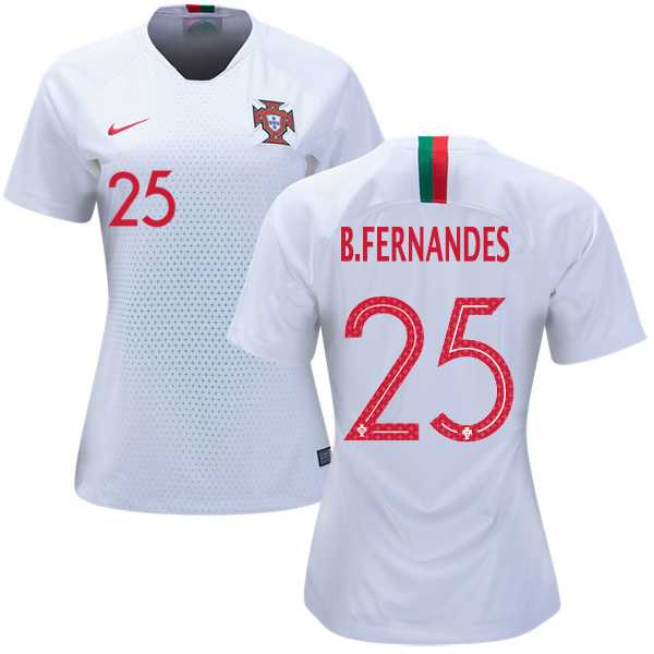 Women's Portugal #25 B.Fernandes Away Soccer Country Jersey