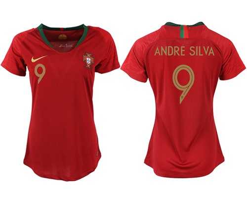 Women's Portugal #9 Andre Silva Home Soccer Country Jersey