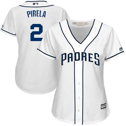 Women's San Diego Padres #2 Jose Pirela White Home Stitched MLB Jersey