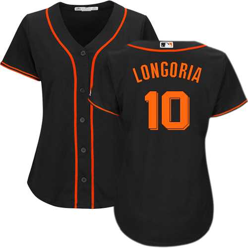 Women's San Francisco Giants #10 Evan Longoria Black Alternate Stitched Baseball Jersey