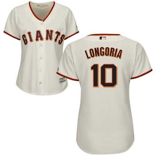 Women's San Francisco Giants #10 Evan Longoria Cream Home Stitched Baseball Jersey