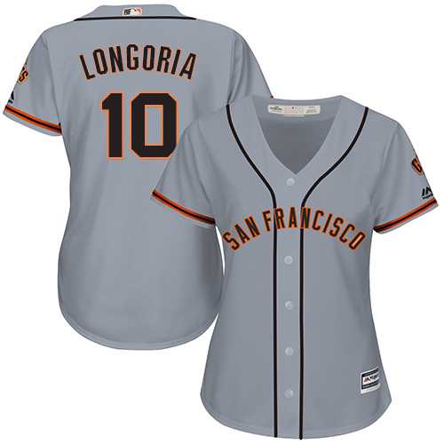 Women's San Francisco Giants #10 Evan Longoria Grey Road Stitched Baseball Jersey