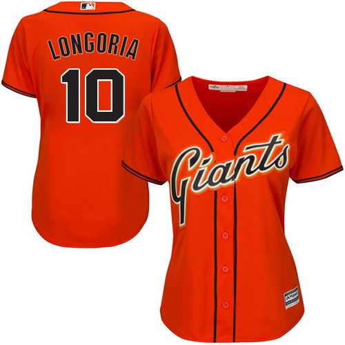 Women's San Francisco Giants #10 Evan Longoria Orange Alternate Stitched Baseball Jersey