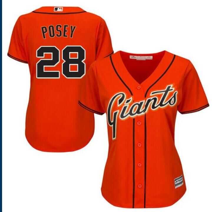 Women's San Francisco Giants #28 Buster Posey Orange Stitched MLB Jersey