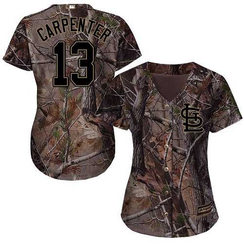 Women's St.Louis Cardinals #13 Matt Carpenter Camo Realtree Collection Cool Base Stitched MLB Jersey