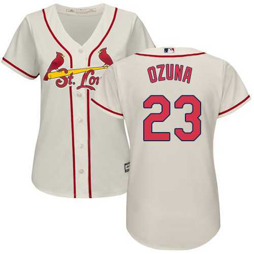 Women's St.Louis Cardinals #23 Marcell Ozuna Cream Alternate Stitched MLB