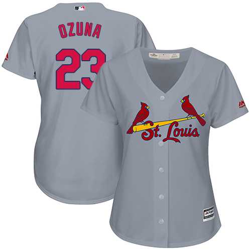 Women's St.Louis Cardinals #23 Marcell Ozuna Grey Road Stitched MLB