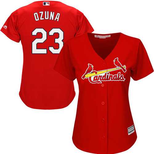 Women's St.Louis Cardinals #23 Marcell Ozuna Red Alternate Stitched MLB