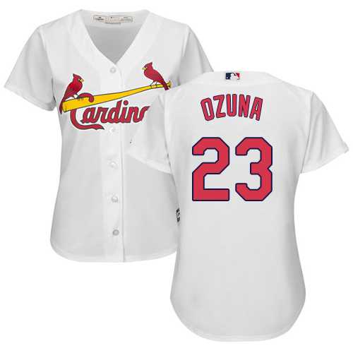Women's St.Louis Cardinals #23 Marcell Ozuna White Home Stitched MLB