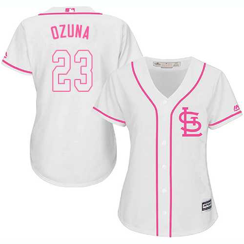 Women's St.Louis Cardinals #23 Marcell Ozuna White Pink Fashion Stitched MLB
